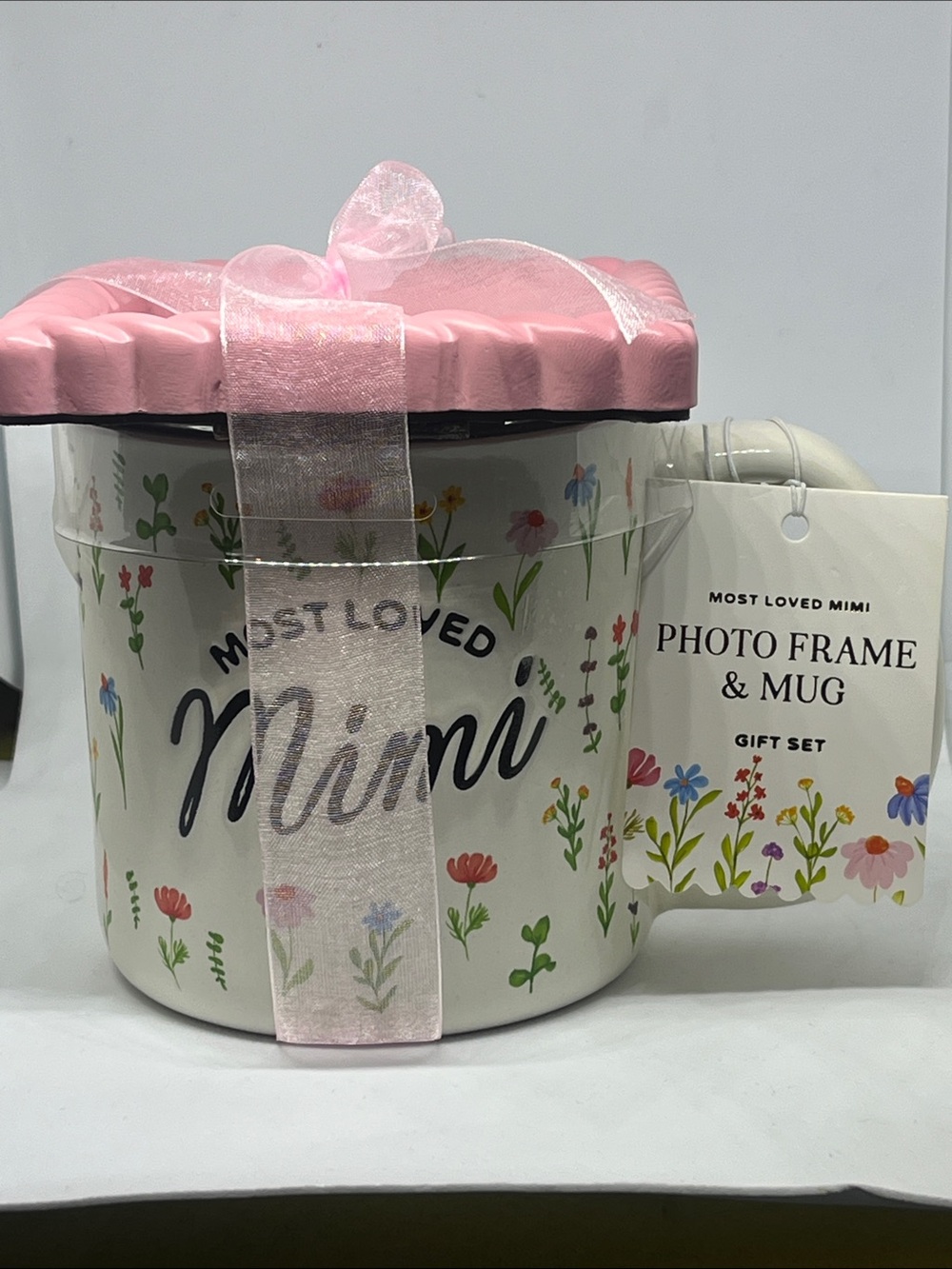 Most Loved Mimi Photo Frame & Mug Gift Set - Pink Floral